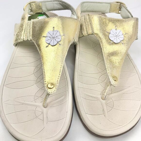 Hotter JAVA Metallic Shimmer Gold Cream Thong Toe Slingback Comfort Sandals NEW - Picture 2 of 16
